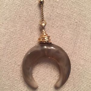 Gold Tone Necklace with Crescent Pendant